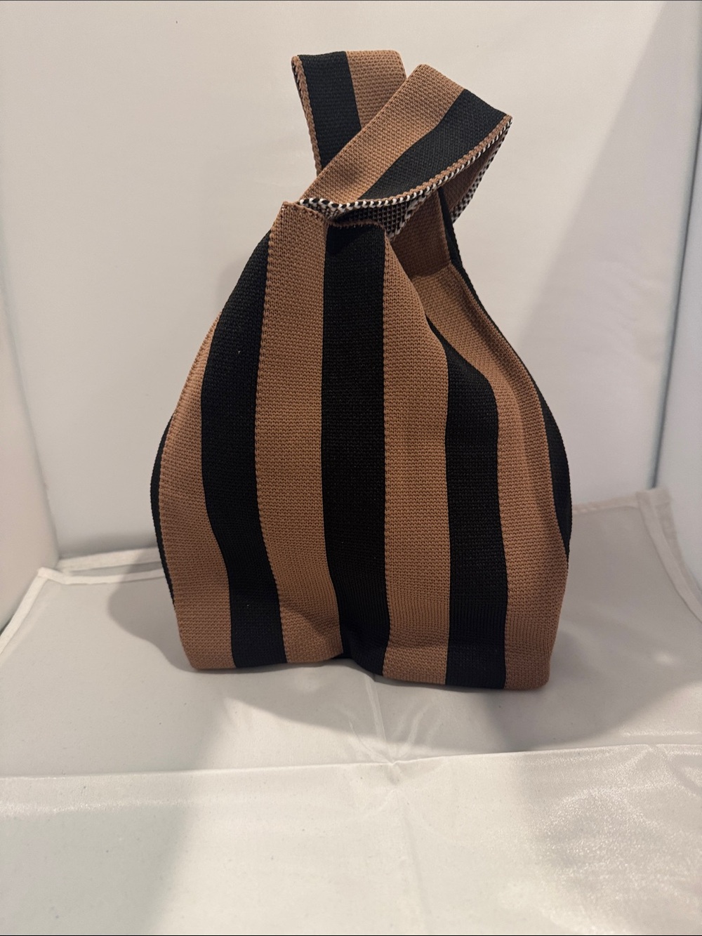 Source Unknown Brown and Black Striped Tote